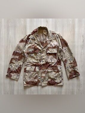 Vintage Military Field Jacket Chocolate Chip Camo Combat Coat Desert Storm Sz S